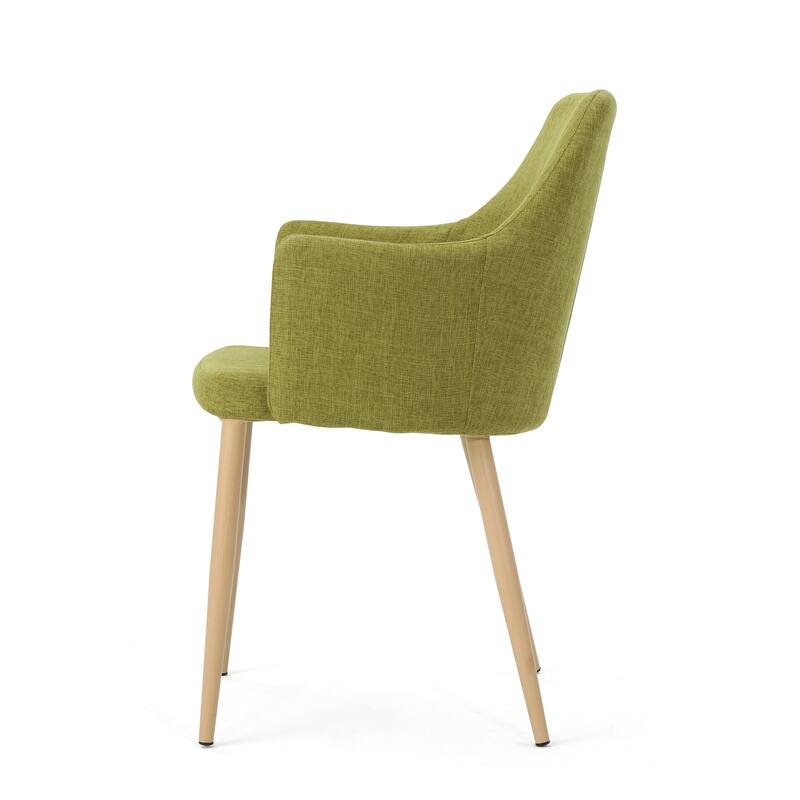 Modern Set of 2 Dining Chairs with Fabric Upholstered Backrest Seat, Wood Finish, Metal Legs for Dining Room Living Room