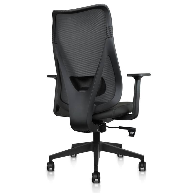 Ergonomic Office Desk Chair | High Back Mesh with Upholstered PU Leather Cushion Seat | Reclining Tilt Adjustable Lumbar Support