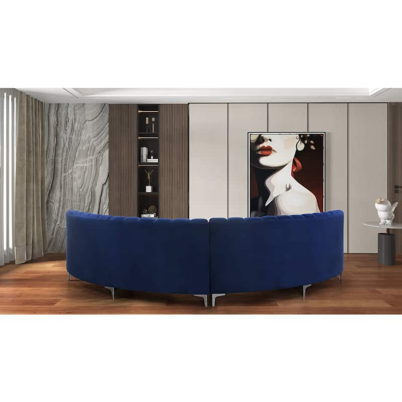 142"Velvet Fabric Curve Sectional Sofa - 142"