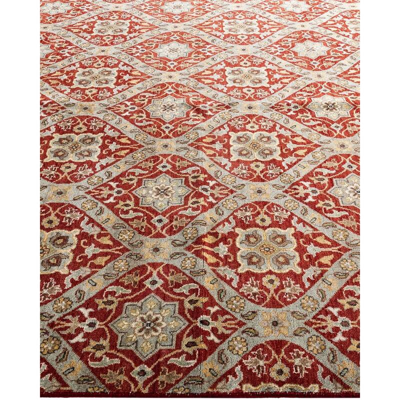 Ikat One-of-a-Kind Hand-Knotted Area Rug - Red, 6' 8" x 9' 8" - 6' 8" x 9' 8"