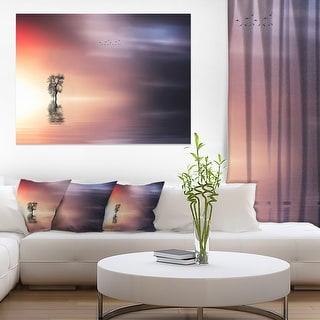 Designart Lonely Tree And Birds Panorama Extra Large Wall Art Landscape Overstock 12209834