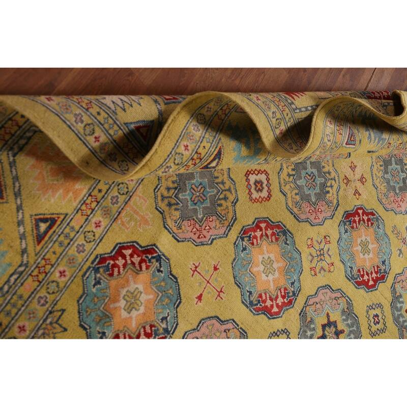 Geometric Kazak Area Rug Hand-Knotted Wool Carpet - 6'11" x 10'7"