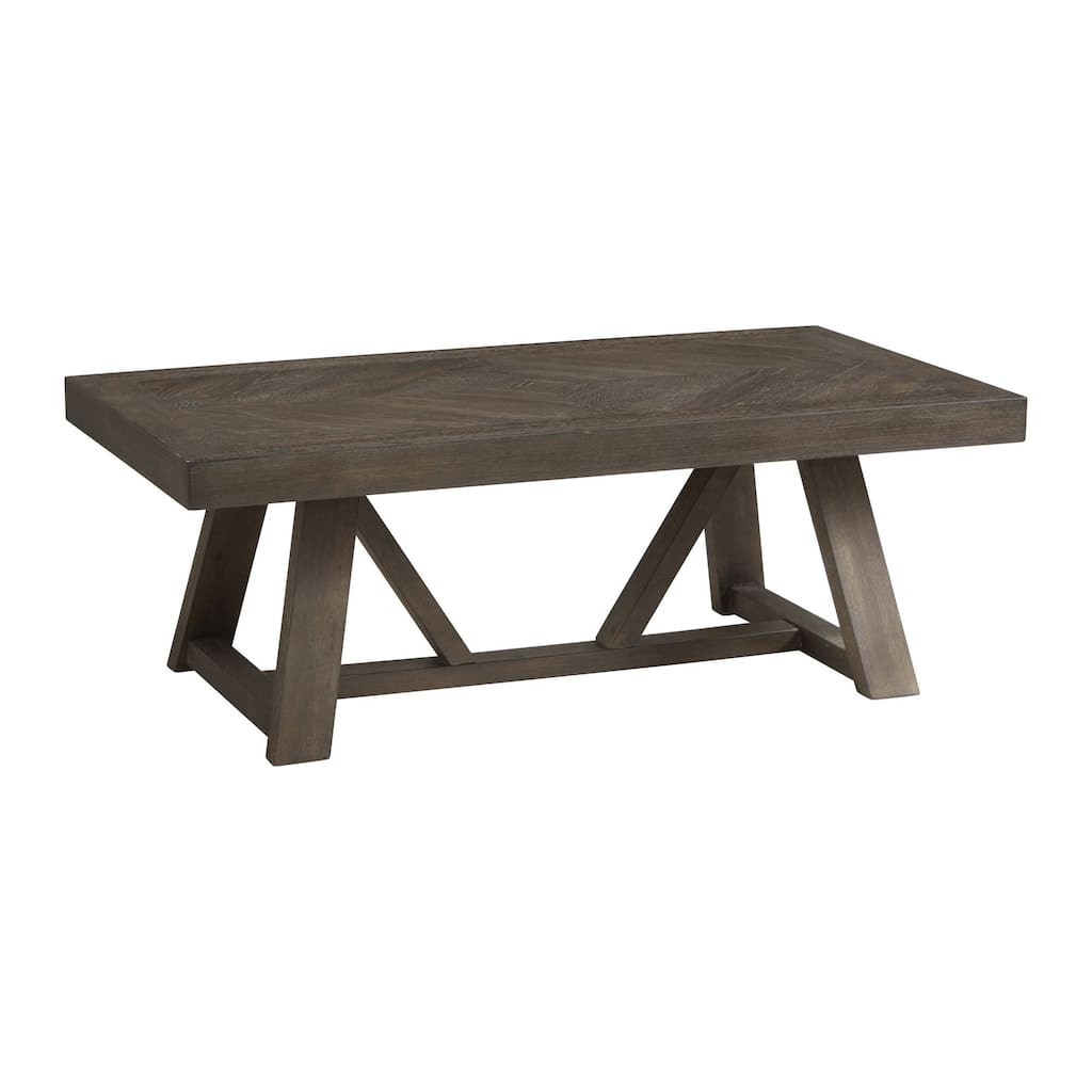 Hearst 52" Wide Coffee Table with Trestle-styled Base, Reclaimed Chevron