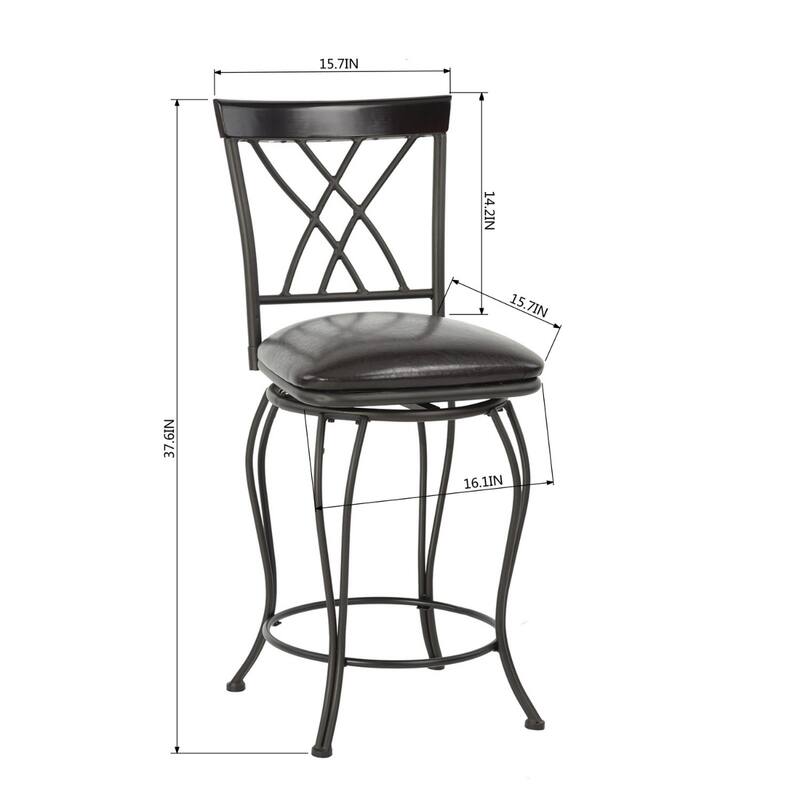 Faux Leather Counter Height Swivel Bar Stools Set of 2 with Footrest