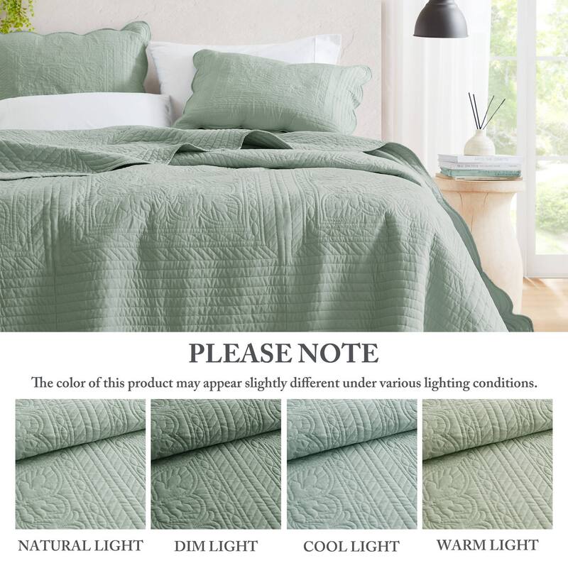 Madison Park Marino 3 Piece Reversible Scalloped Edge Quilt Set