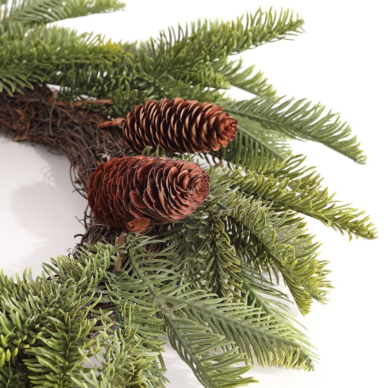 SAFAVIEH Brooke Faux 21 Inch Pine & Olive Leaf Wreath - Green/White - 21" W x 21" D x 2" H - 21Wx21Dx2H