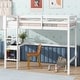 preview thumbnail 19 of 47, Twin High Loft Bed with Built-in Desk, Safety Guardrails, Ladder, and Rubber Wood Frame