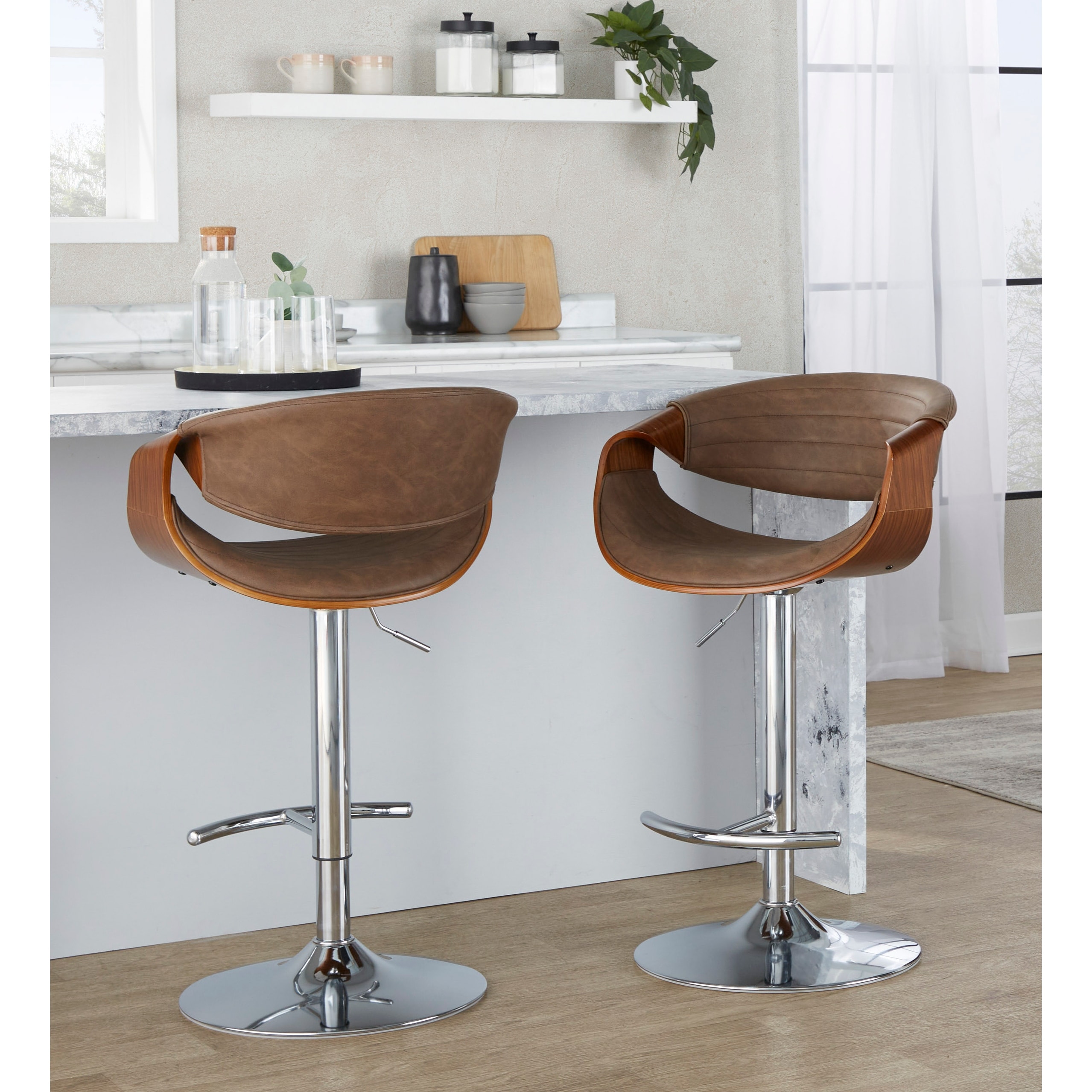 Carson Carrington Kanteborg Adjustable Bar Stool with Rounded T Footrest (Set of 2)