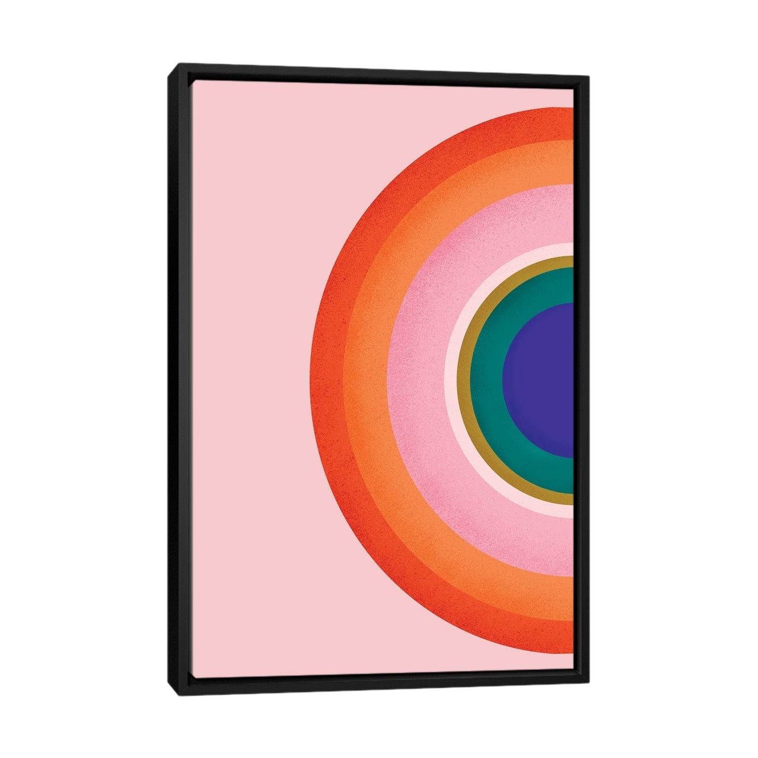 Framed Canvas Art (Gold Floating Frame) - Colorful Half Circle by Show Me Mars (styles > Abstract art) - 26x18 in