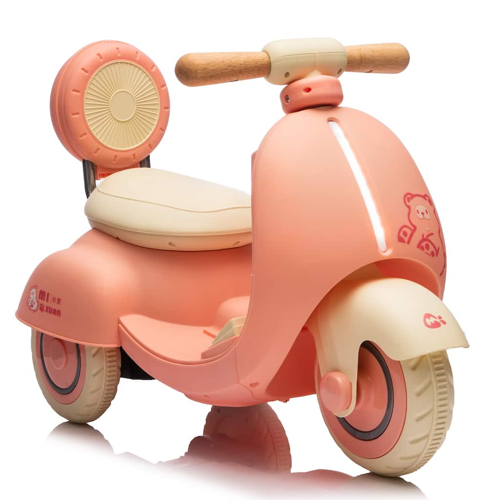 3-Wheel Scooter Ride-On Scooter with Parent Remote Control, Pink Battery Powered Electric Car with Bluetooth Music