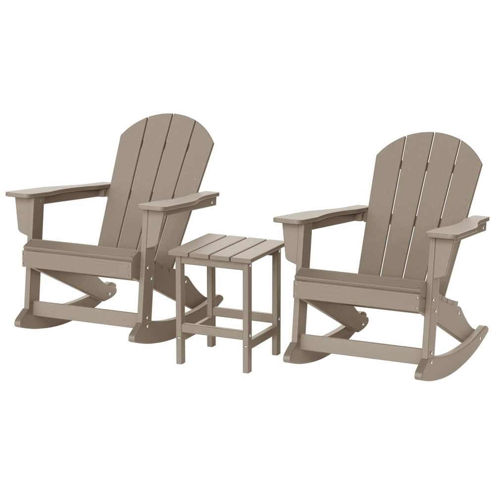 Laguna Hdpe All Weather Outdoor Patio Rocking Chairs With Side Table (3-Piece Set)