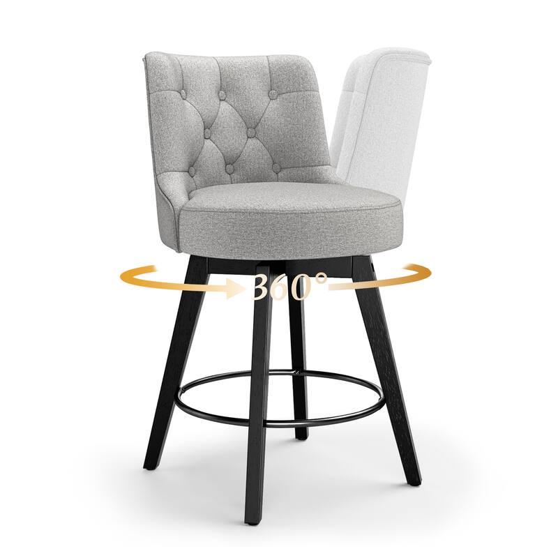 26" Counter Height Swivel Bar Stools with Solid Wood Frame Set of 2 - 26" H