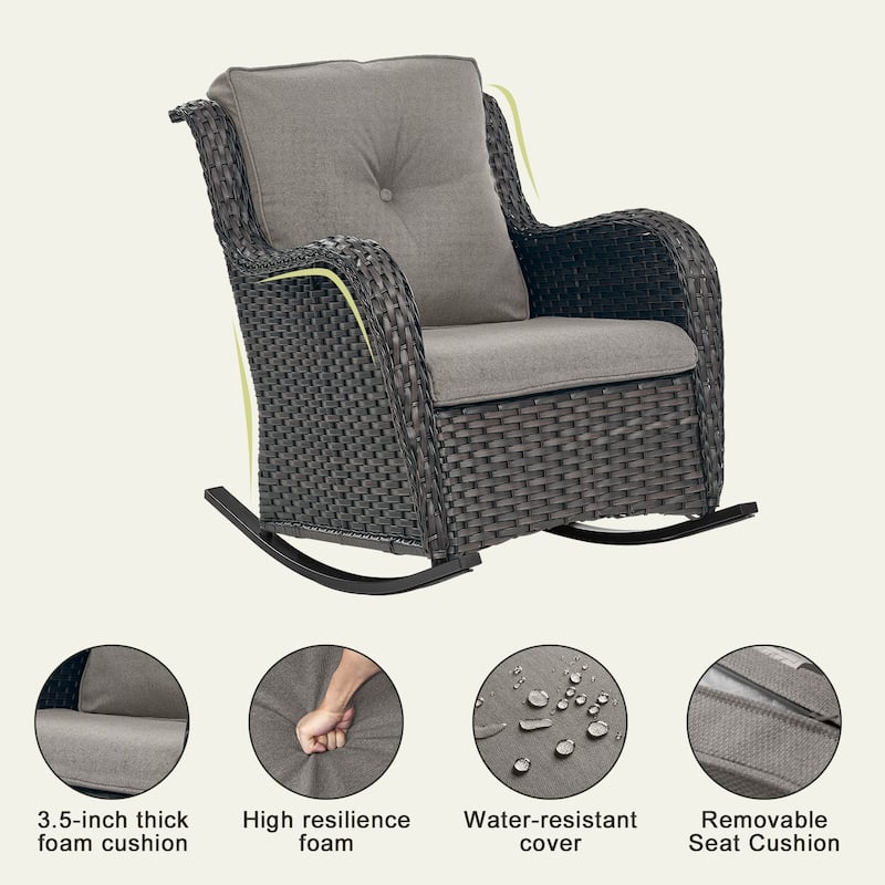 Gymojoy Patio Rocking Chair with Comfortable Cushions