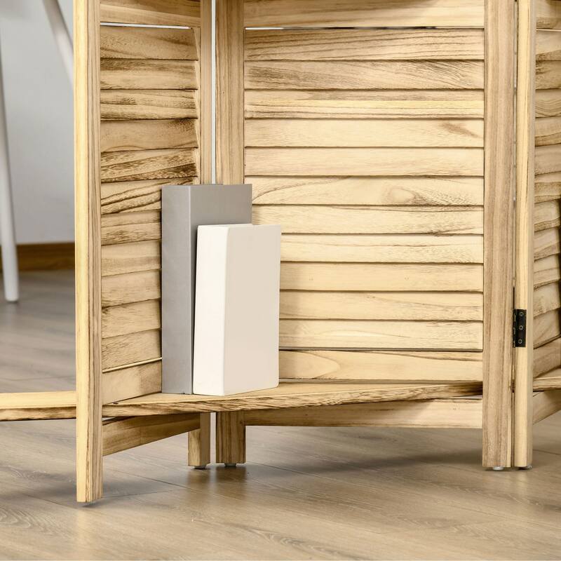 Versatile 4-Panel Folding Room Divider with Storage Shelves for Enhanced Organization and Aesthetic Appeal