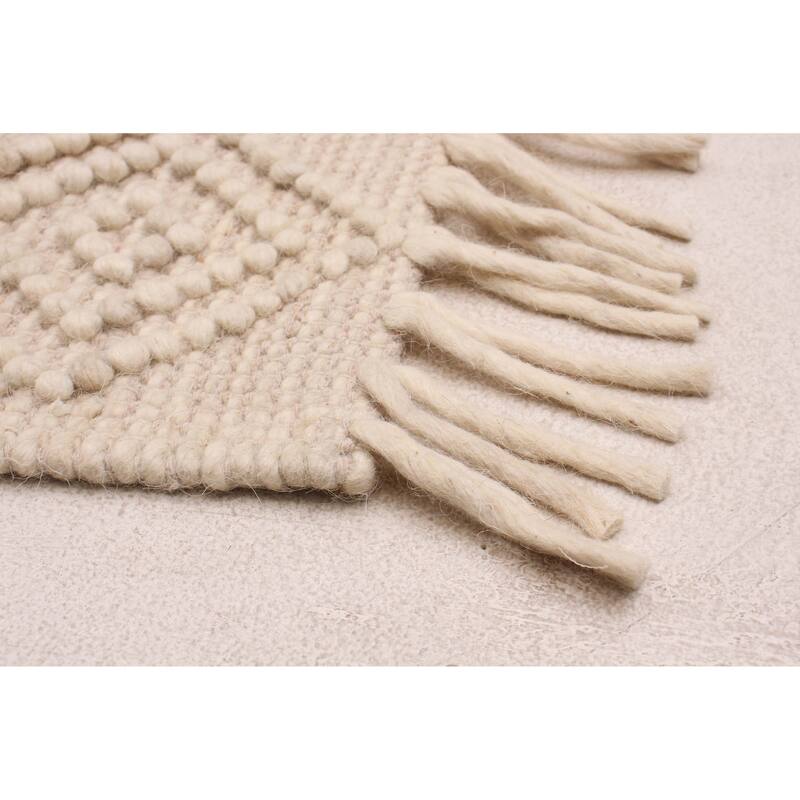 ECARPETGALLERY Braid weave Sienna Ivory Wool Rug - 2'8 x 5'0