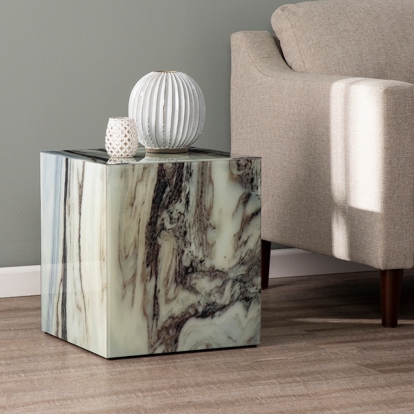 Faux marble sales cube side table