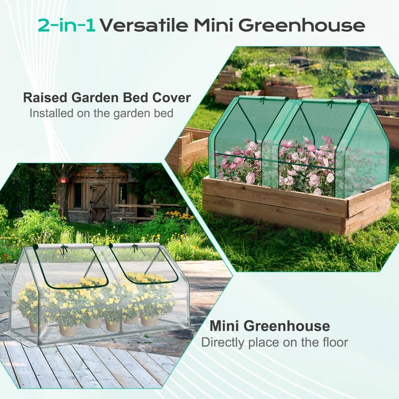 Aoodor 6x3x3 ft Mini Greenhouse with 2 Zipper Doors, 3 Covers - 6 x 3 x 3 ft.