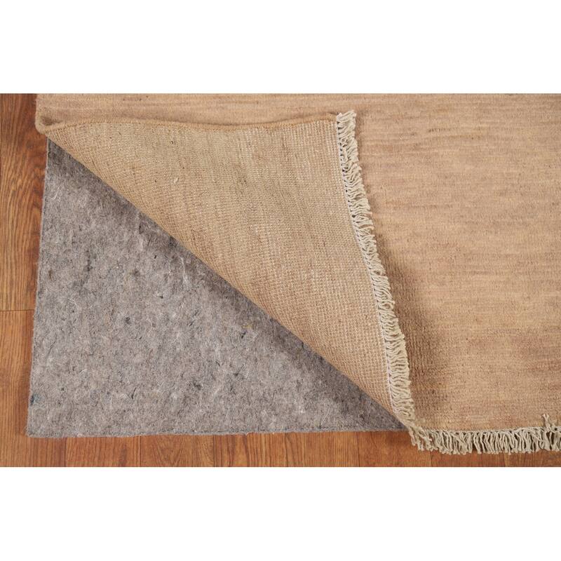 Gabbeh Modern Runner Rug Handmade Solid Brown Wool Carpet - 3'0"x 10'1"