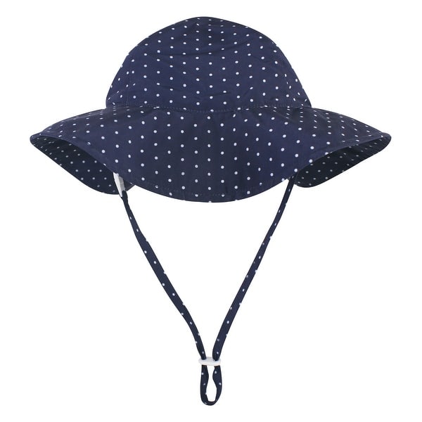 slide 1 of 1, Hudson Baby Infant Girl Sun Protection Hat, Navy Blue Dot Navy Blue Dot - 0-6 Months