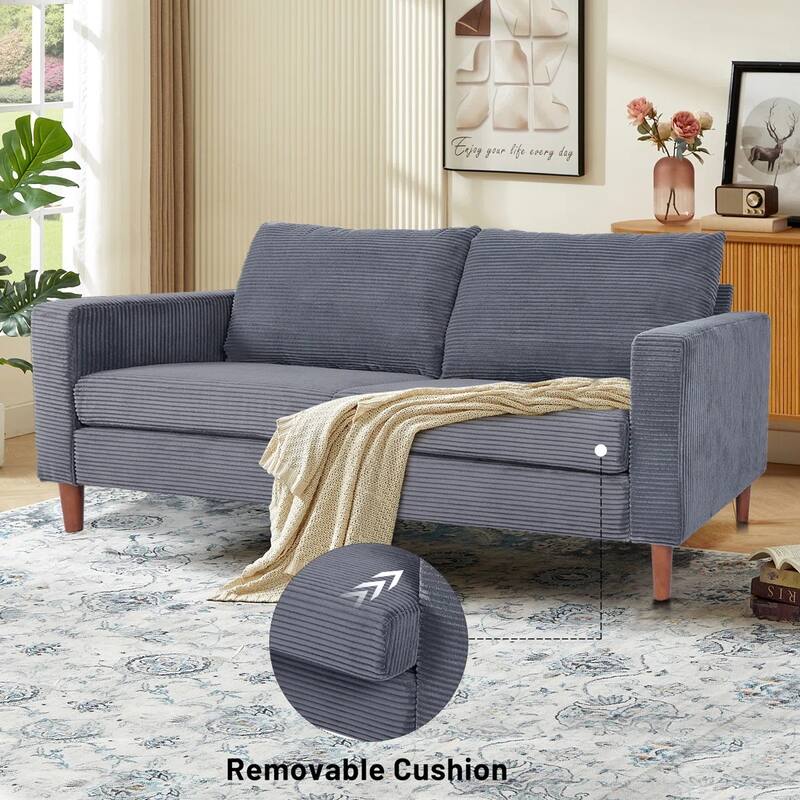 82.7" Sofas for Living Room, Comfy Love Seat Couches, Corduroy Loveseat Sofa,, Easy Assembly for Small Spaces