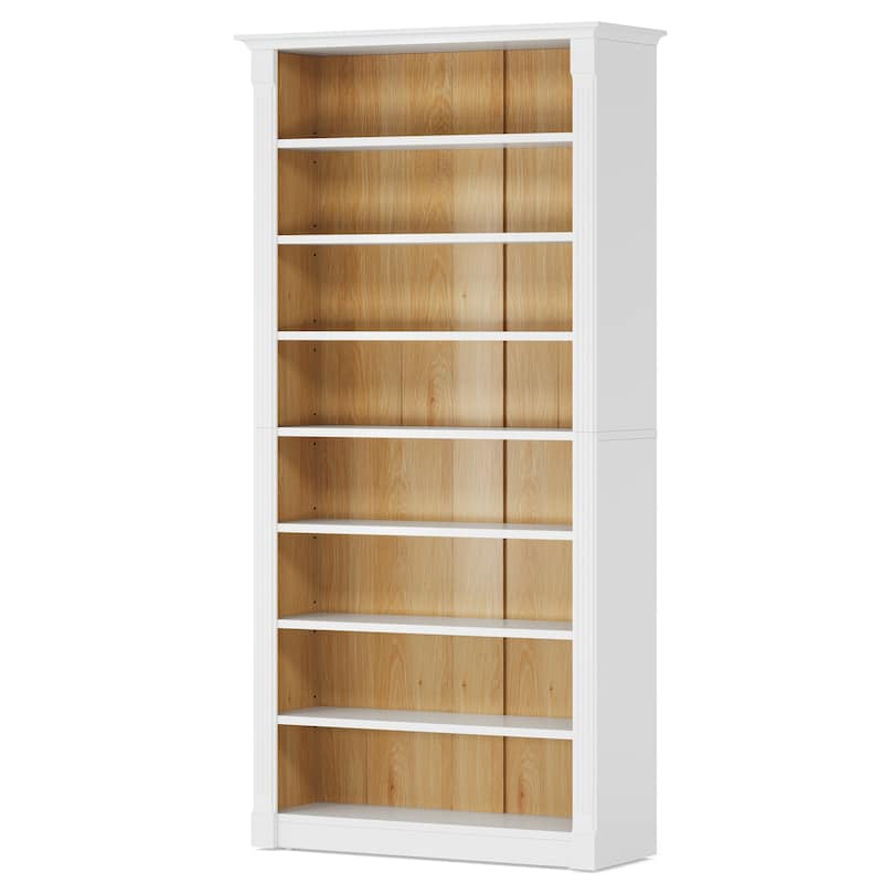 70." Tall Shoe Rack, 8-Tier Wooden Freestanding Shoe Storage Cabinet for 32-40 Pairs, White & Oak