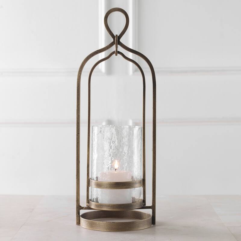 Uttermost Shepherd Brass Candleholder - 7"W x 19.5"H x 6.5"D