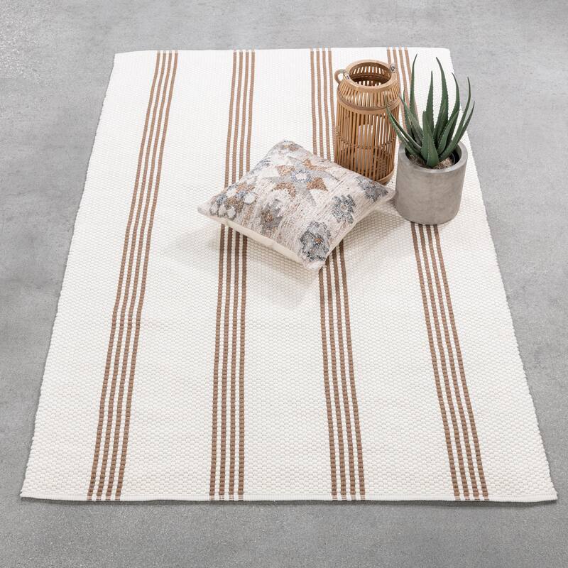 Villa by Classic Home Sorrento Handwoven Performance Stripe Fabric Rug