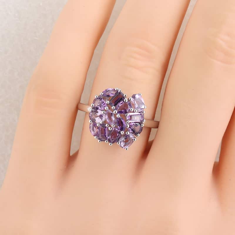 Miadora Multi-Shape Gemstone Cluster Ring Sterling Silver