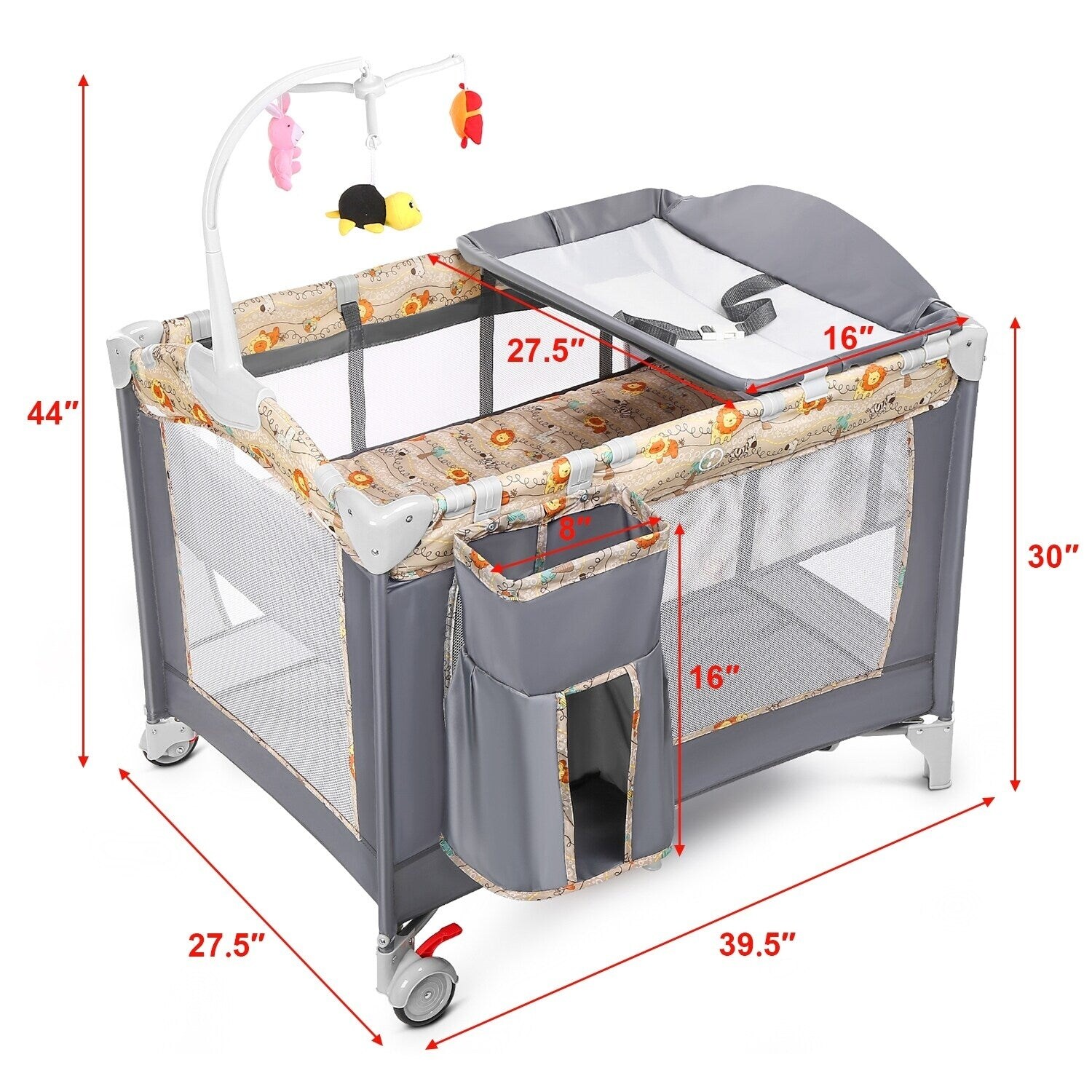 THE PEDDLERS 3枚 3 in 1 Baby Playpen Foldable Bassinet Bed Baby Crib, Travel