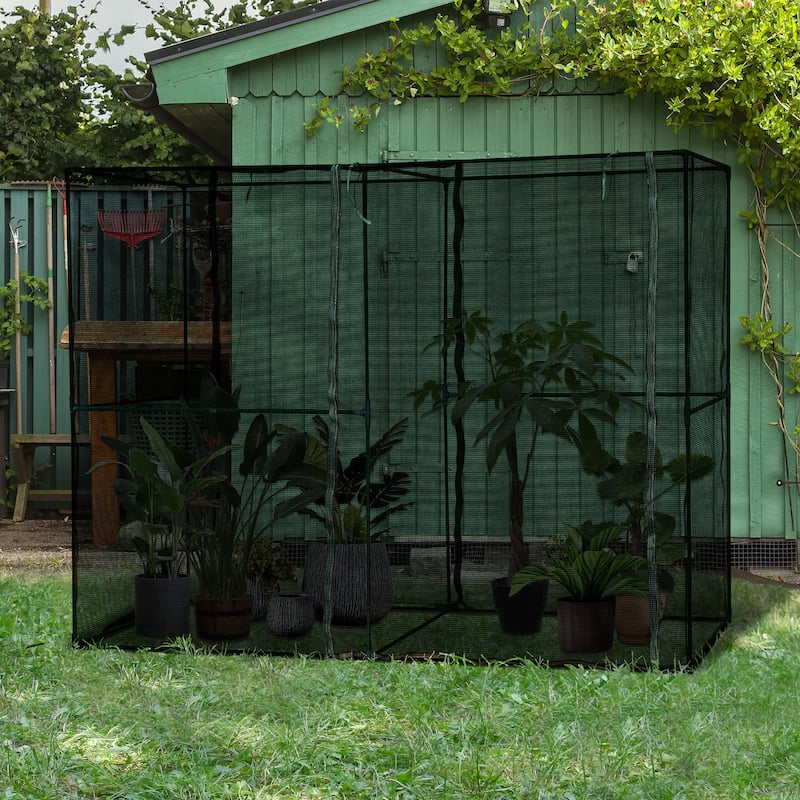 Outsunny 94.5" x 47.25" x 72.75" Walk-in Greenhouse with High-Quality HDPE Cover & 2 Zippered Doors for Plants/Herbs