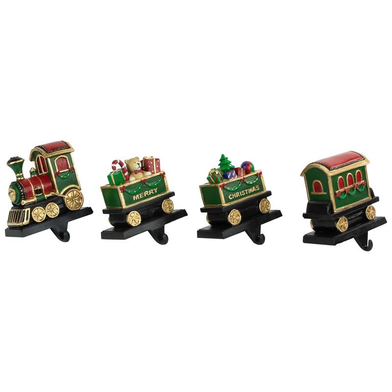 Set of 4 Merry Christmas Train Stocking Holders 5"