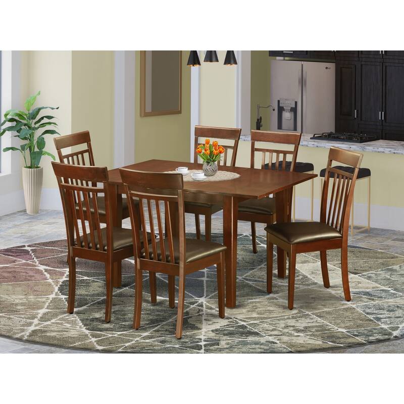 East West Furniture 7 Piece Dining Table Set- a Rectangle Dinner Table and 6 Dining Room Chairs, Mahogany (Seat Options) - MLCA7-MAH-LC