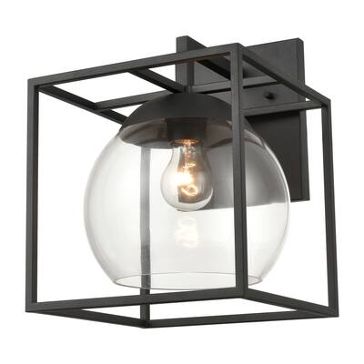 Elk Home Cubed Charcoal With Clear Glass 1 Light Outdoor Wall Sconce