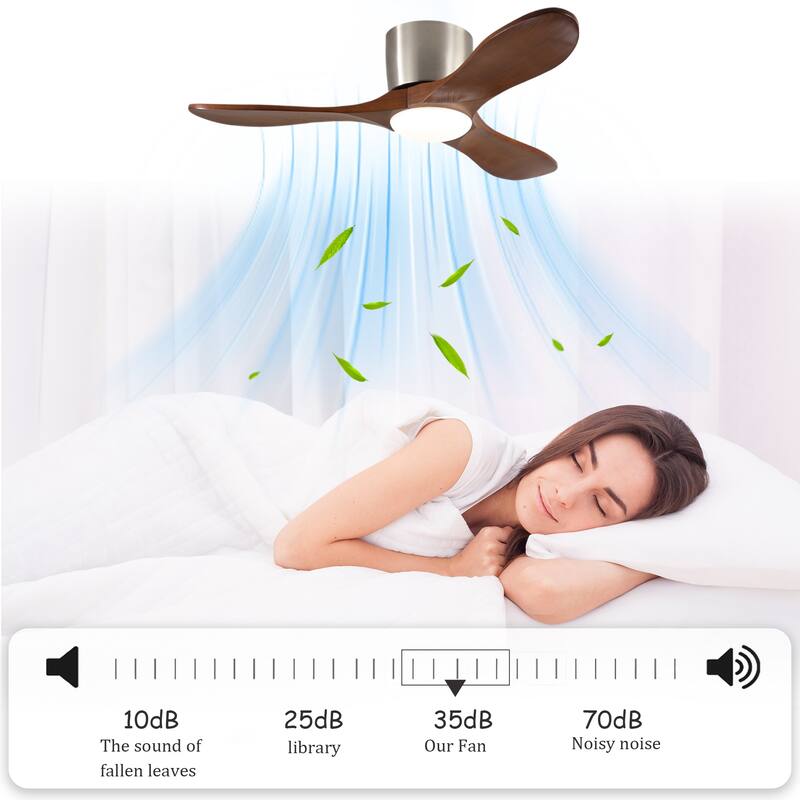 42-inch Ceiling Fan with Light, 3 Light Wood Blades, Remote Control, Reversible DC Motor for Living Room