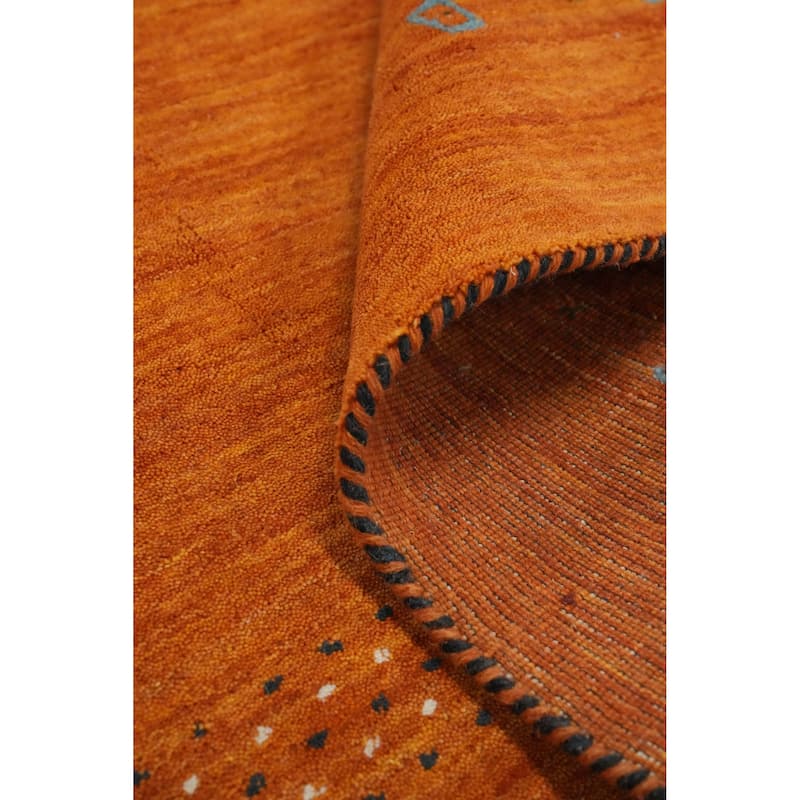 Hand Knotted Oriental 100% Wool Carpet Tribal Animal Pictorial Oranges & Rust Gabbeh Area Rug - 8' 0'' X 7' 11''