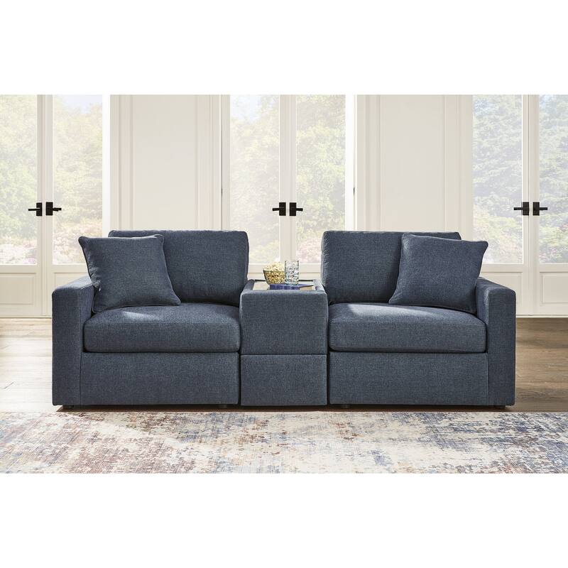 Signature Design by Ashley Modmax 3-Piece Sectional with Storage Console - 93" W x 37" D x 36" H - Blue