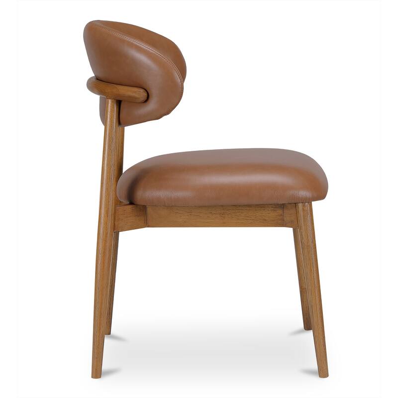 NADAAL STUDIOS Aldric Dining Chair, Winged Backrest, Top-Grain Leather Upholstery, Brown