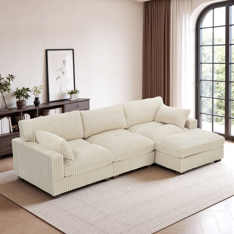 Oversized Plush Modular Sectional Sofa Couch with Ottoman