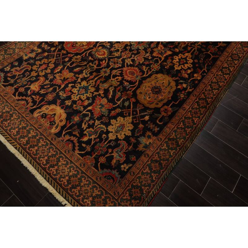 6x15'3'' Hand Knotted Wool Dark Blue Traditional Botanical Peshawar Rug - 6' x 15' 3''