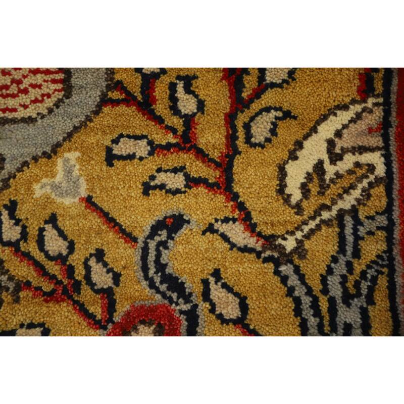 Hand Knotted Oriental 100% Wool Carpet Traditional Floral Yellow & Gold Ziegler Runner Rug - 8' 2'' X 2' 6''
