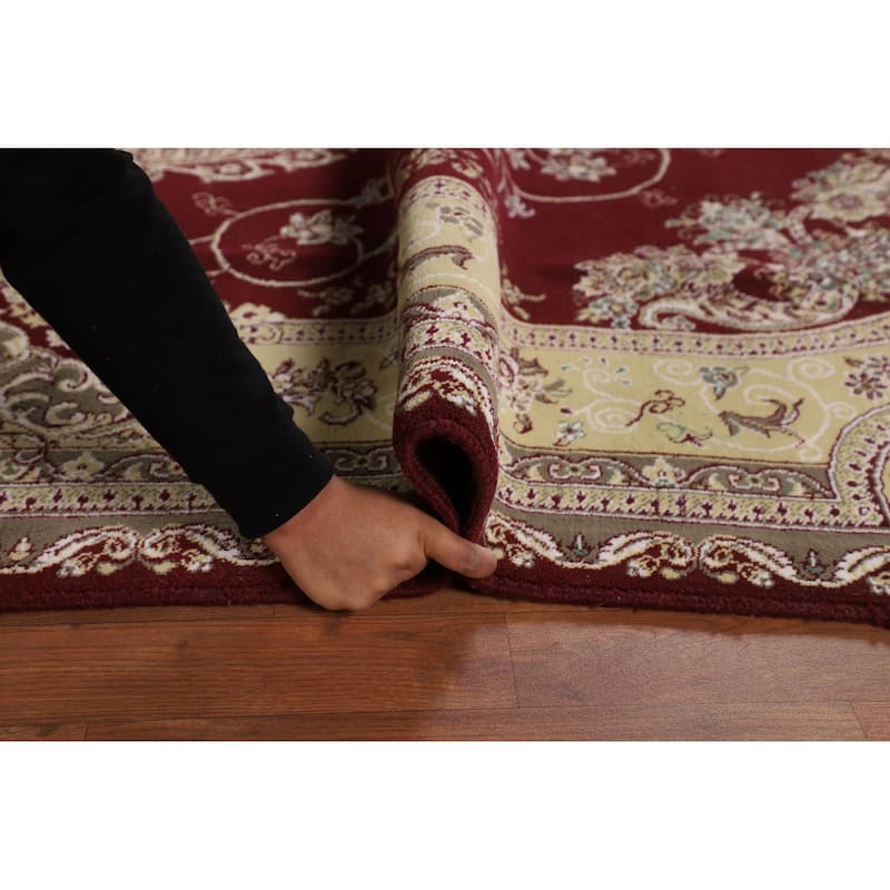 Victorian Style Kashan Turkish Area Rug Machine Made Floral Red Carpet - 6'9" x 9'10"