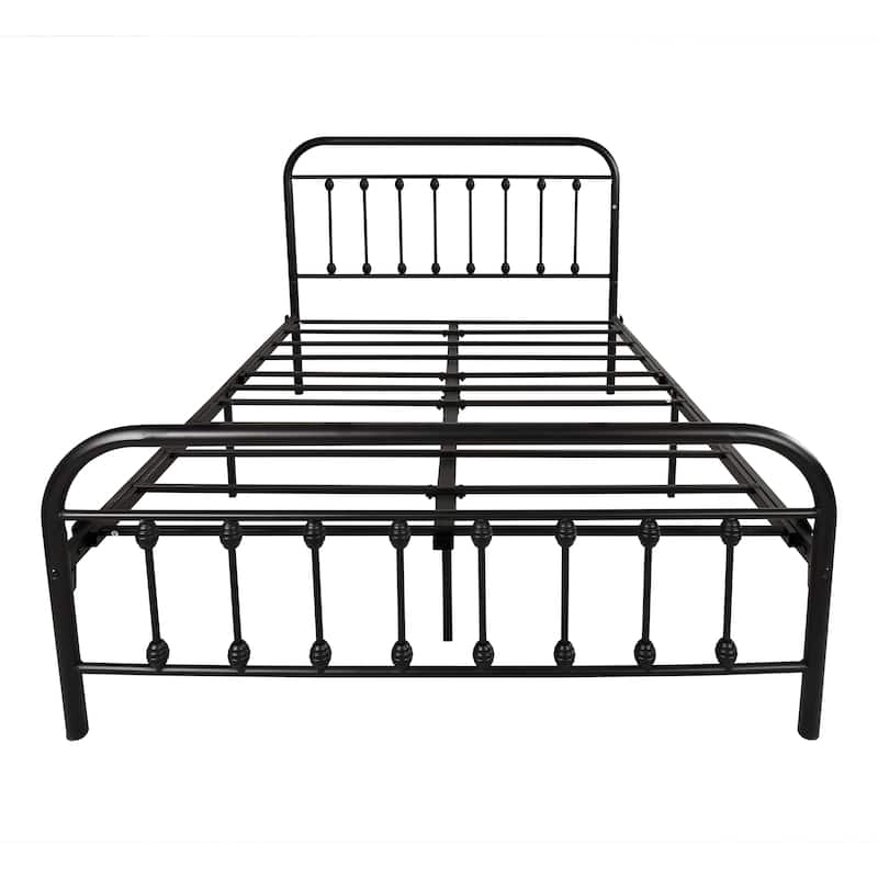 Full Size Metal Bed Frame with Headboard Footboard, Heavy Duty Steel Slats