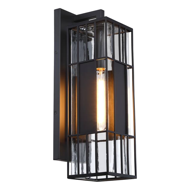 Edgehill 6.5 in. 1-Light Black Outdoor Wall Sconce Light for Porches - 22