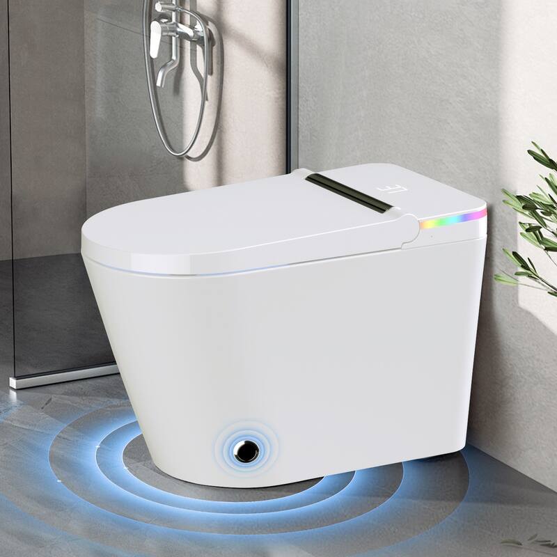 Smart Toilet, One Piece Bidet Toilet for Bathrooms,Modern Elongated Toilet with Warm Water,Dual Auto Flush,Foot Sensor Operation