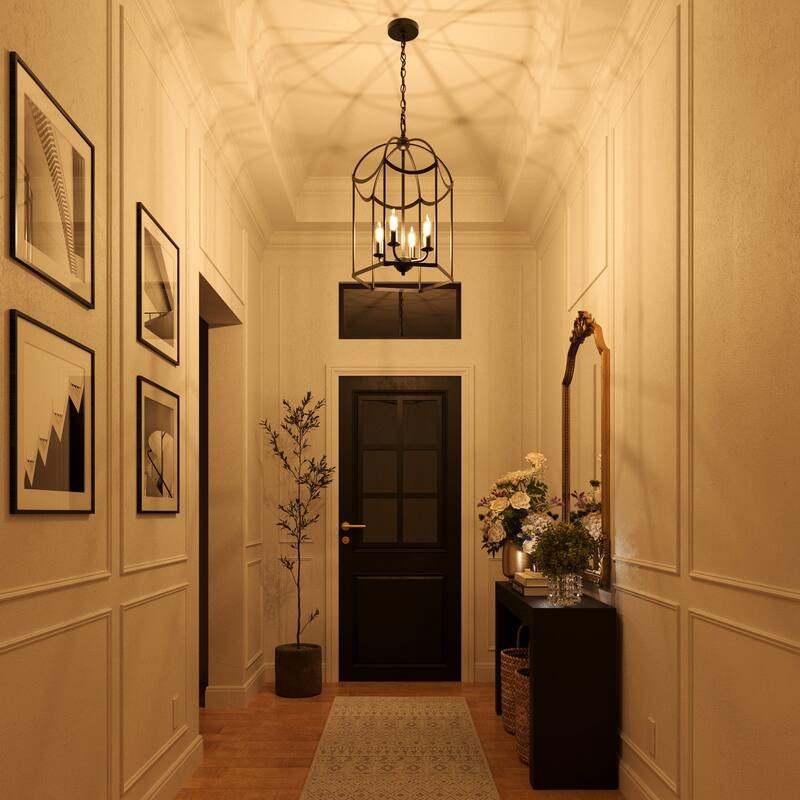 Acroma Dimmable Geometric Lantern Drum Chandeliers