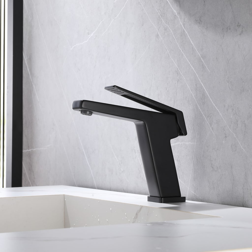 Single Handle Bathroom Faucet Brass 1 Hole Modern Bathroom Sink Basin Faucets Matte Black