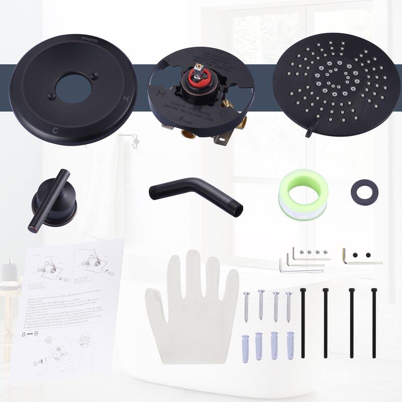 WOWOW 5-Patterns Wall Mount Shower Faucet with Valve