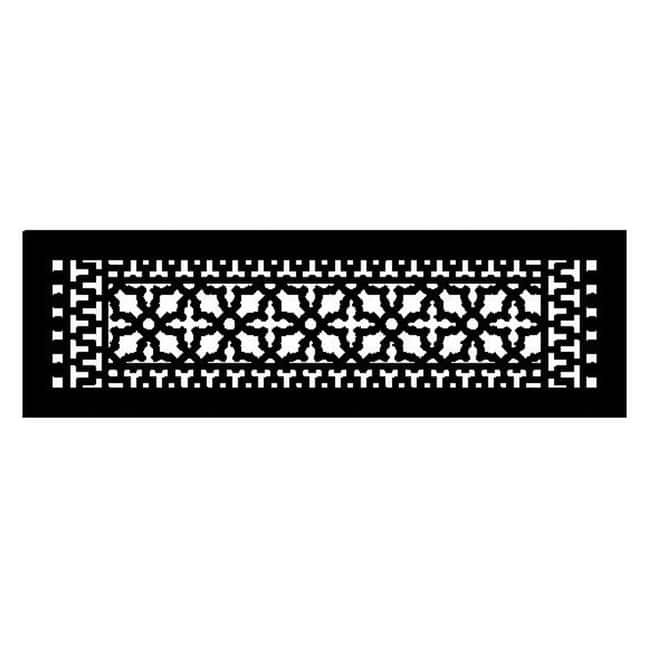Reggio Registers Scroll Series 6" x 24" Grille with Mounting Holes - Black Aluminum