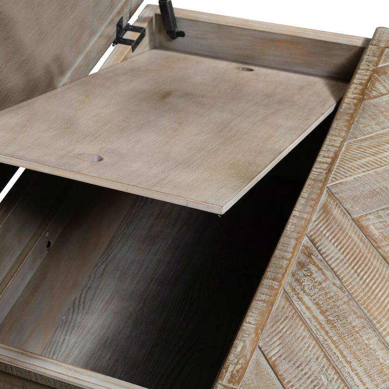 Parkland Falls Weathered Taupe Square Lift Top Cocktail Table with Castors