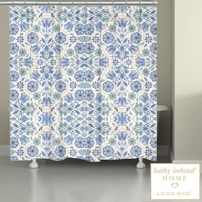 kathy ireland® HOME Indochine Blue Shower Curtain by Laural Home